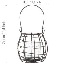 daiktų Sodo žibintas, juodo metalo su vėjo šviesa, Ø14cm, aukštis12.5cm