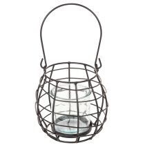 daiktų Sodo žibintas, juodo metalo su vėjo šviesa, Ø14cm, aukštis12.5cm