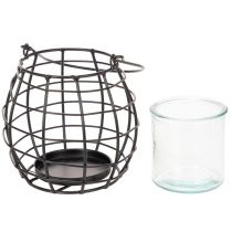 daiktų Sodo žibintas, juodo metalo su vėjo šviesa, Ø14cm, aukštis12.5cm
