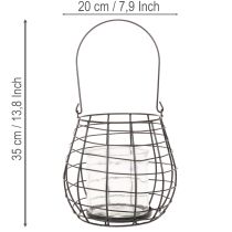 daiktų Sodo žibintas su stikliniu žvakidės laikikliu, juodas, Ø20cm, aukštis18.5cm