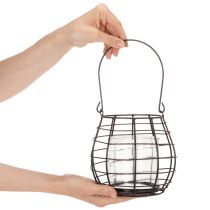 daiktų Sodo žibintas su rankena, juodas, stiklinė žvakidė, Ø17cm, aukštis15cm