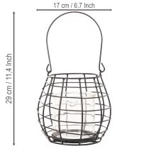 daiktų Sodo žibintas su rankena, juodas, stiklinė žvakidė, Ø17cm, aukštis15cm