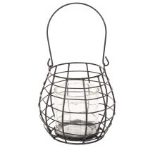 daiktų Sodo žibintas su rankena, juodas, stiklinė žvakidė, Ø17cm, aukštis15cm