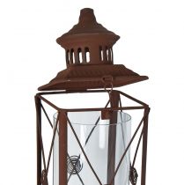 daiktų Sodo žibintas, metalinė dekoracija, rūdžių imitacija, 12 cm x 12 cm x 135 cm
