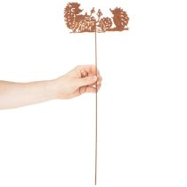 daiktų Sodo kuolo ežio motyvo rūdžių dekoracija vasarai ir rudeniui 53 cm