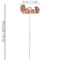 daiktų Sodo kuolo ežio motyvo rūdžių dekoracija vasarai ir rudeniui 53 cm
