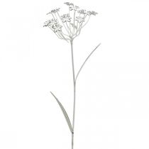 Sodo kamščio gėlė, sodo puošmena, augalų kamštis iš metalo shabby chic balta, sidabrinė L52cm Ø10cm 2vnt.
