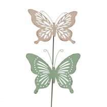 daiktų Lovos kuolas metalinis drugelis rožinis žalias 10,5x8,5cm 4vnt