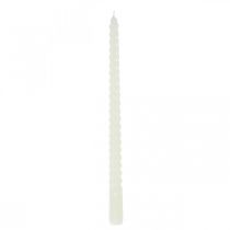 Susuktos žvakės spiralinės kreminės žvakės Ø2,2cm H30cm 2vnt