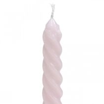 Susuktos žvakės spiralinės žvakės rožinės Ø2.2cm H30cm 2vnt.