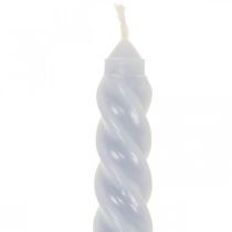 Susuktos žvakės šviesiai mėlynos kūginės žvakės Ø2,2cm H30cm 2vnt