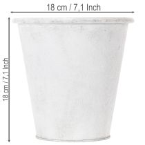 daiktų Dekoratyvinis vazonas, metalinis augalų vazonas, baltas, Ø18,5 cm, aukštis18 cm