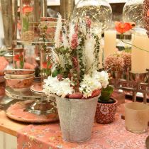 daiktų Indas su ornamentais, vazonas augalams, metalinis vazonas baltas Ø18,5cm H18cm