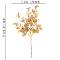 daiktų Dirbtinis eukalipto augalas, aukso spalvos dekoratyvinė šakelė stalo dekoravimui, 24 cm