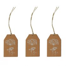 daiktų Dovanų etiketės popierinės rudos gėlės 8×5cm 24vnt
