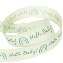 daiktų Dovanų juostelė „Hello Baby“ dekoratyvinė krikšto juostelė žalia 25 mm 16 m
