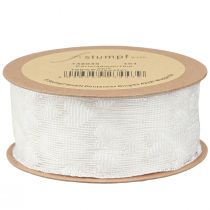 daiktų Dovanų juostelė širdelės tinklinė juostelė balta blizgučiai 40mm 10m