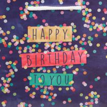 daiktų Dovanų maišelis gimtadieniui “Happy Birthday” popierinis 18×10×23cm 2vnt