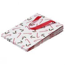 daiktų Kalėdų dovanų maišelis su rankenomis raudona balta 24×18×8cm 4vnt