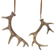 daiktų Kaimiško stiliaus elnio rago dekoracijos pakabukai sienai arba eglutei, 15 cm, 6 vnt.