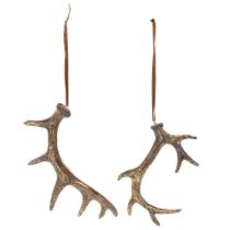daiktų Kaimiško stiliaus elnio rago dekoracijos pakabukai sienai arba eglutei, 15 cm, 6 vnt.