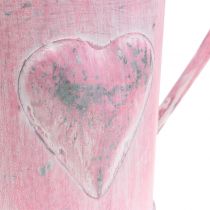 Sodinamosios laistytuvas su širdele rožinė, balta skalbta Ø12,5cm H13cm