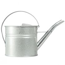 daiktų Vintažinė dekoratyvinė laistytuvė, metalinė, sidabrinė, 1,25 l vazonas
