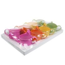 daiktų Spalvinga dekoratyvinė laistytuvė, Ø11cm, aukštis 9,5cm, sodinimui, pavasario stalo puošmena, metalinė, 8 vnt. rinkinys