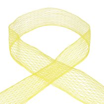 Tinklinė juosta, tinklelio juosta, dekoratyvinė juosta, geltona, sutvirtinta viela, 50 mm, 10 m