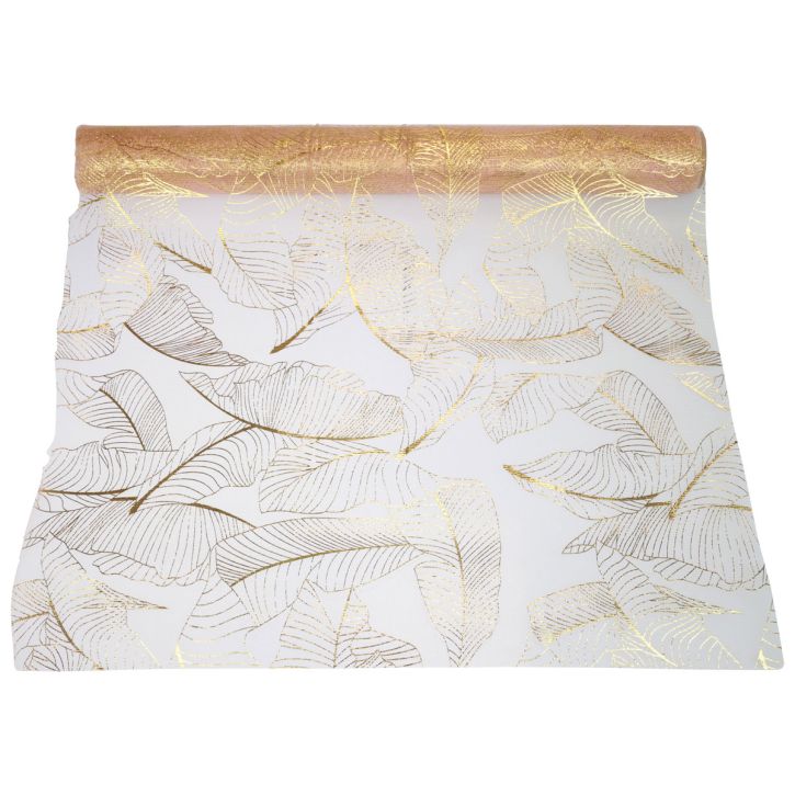 daiktų Stalo takelis rudeninis staliuko lapeliu dekoras oranzinis auksas 48x450cm