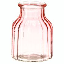 daiktų Stiklinė gėlių vaza retro rožinis atspalvis Ø11cm H14,5cm 2vnt