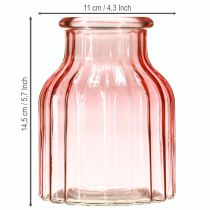daiktų Stiklinė gėlių vaza retro rožinis atspalvis Ø11cm H14,5cm 2vnt