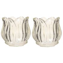 daiktų Stiklinis arbatinės žvakės laikiklis tulpinis arbatinis stiklas skaidrus Ø7cm H7cm 2vnt