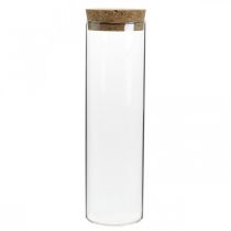 Stiklas su kamštiniu dangteliu Stiklo cilindras su kamščiu Skaidrus Ø6cm H21cm