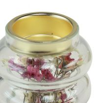 daiktų Stiklinis dekoratyvinis arbatinės žvakės laikiklis su sausa apdaila LED H8.5cm 4 vnt