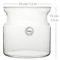 Gėlių vaza stiklinė skaidraus dekoratyvinio stiklo vaza Ø19cm H19cm