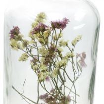 daiktų Stiklas su žvakide, stiklo apdaila su džiovintomis gėlėmis H16cm Ø8,5cm