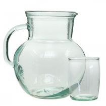 daiktų Stiklinis ąsotis su stiklinėmis, gėrimų rinkinys melsvai skaidrus H20cm/11,5cm 5 vnt.