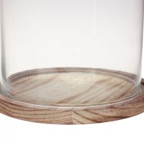 daiktų Stiklinis varpas su medine plokšteline stiklo apdaila Ø17cm H25cm