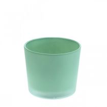 Stiklinis gėlių vazonas žalias vazonas stiklinis kubilas Ø10cm H8,5cm