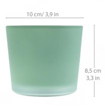 Stiklinis gėlių vazonas žalias vazonas stiklinis kubilas Ø10cm H8,5cm