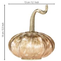 daiktų Stiklinis stalo dekoras su moliūgų atspalviu, rudeninis, stiklinis, metalinis, aukštis 14 cm, 2 vnt.