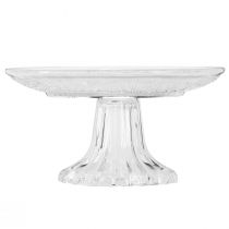 daiktų Stiklinė lėkštė ant kojos Plokščias stiklinis dubuo su skaidriu raštu Ø15cm