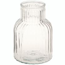 daiktų Stiklinė vaza gėlių vaza stiklo grioveliai retro skaidrūs Ø13.5cm H20cm