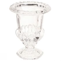 daiktų Stiklinė vaza maža vaza su pėda skaidri retro Ø11cm H14cm