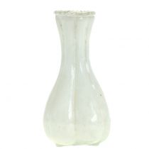 Stiklinė vaza valstietiška sidabrinė balta H11cm 6vnt