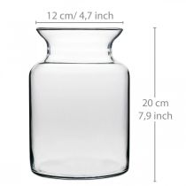 daiktų Stiklinė gėlių vaza plati skaidri Ø12cm H20cm
