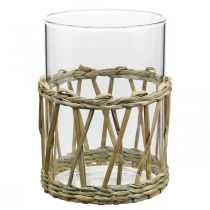 Stiklinės vazos cilindro pintas žolės stalo dekoravimo stiklas Ø8cm H12cm