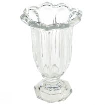 Stiklinė vaza su pėda stiklinė gėlių vaza Ø13,5cm H22cm