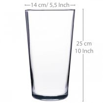 Stiklinė vaza kūginė skaidri Ø14cm H25cm